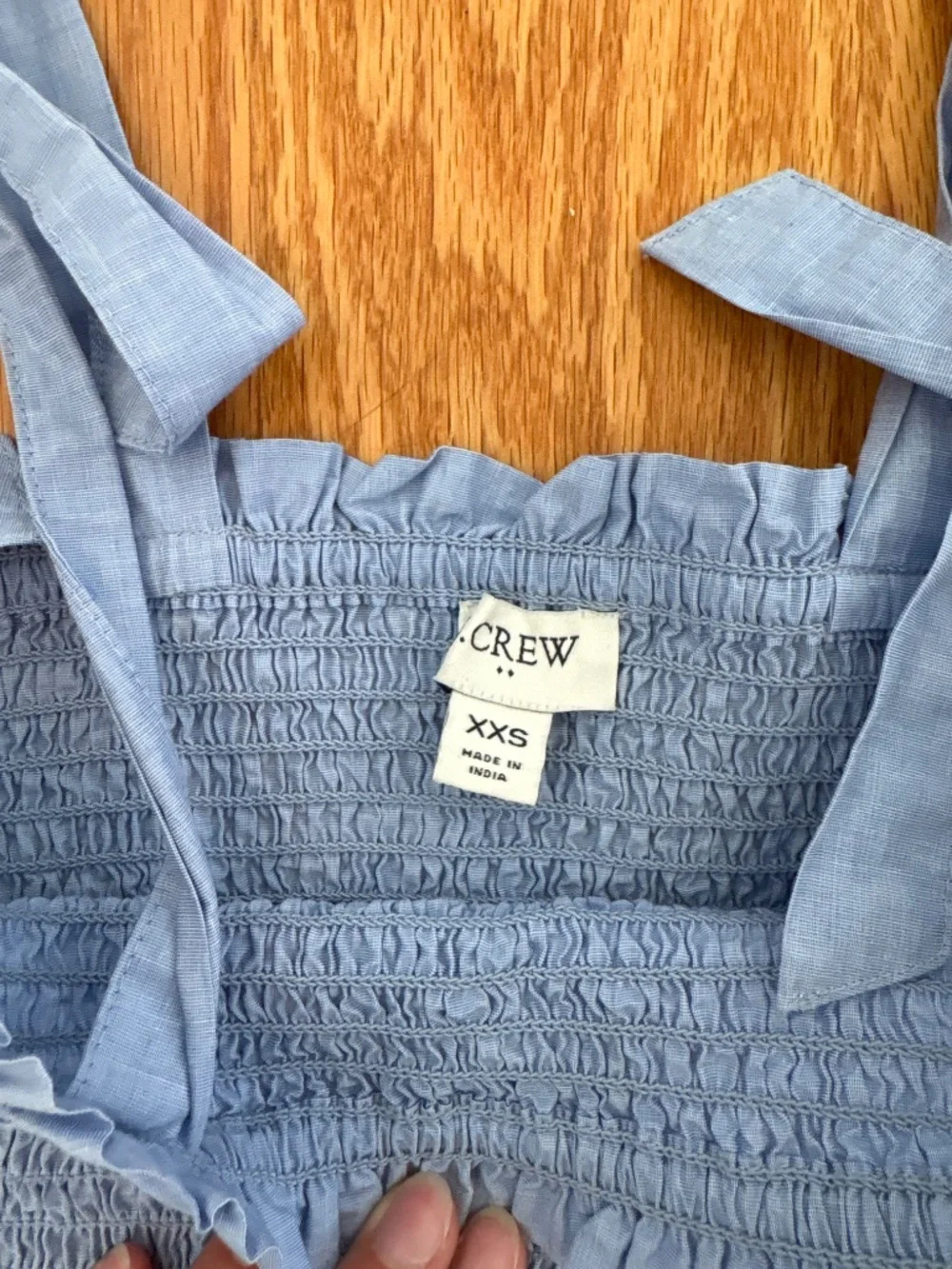 J crew smocked tie shoulder top